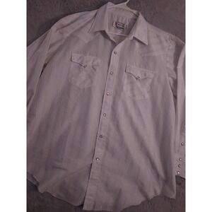 Vintage H Bar C Shirt Mens 18 35 California Ranch Wear Pearl Snap Sparkle Rodeo